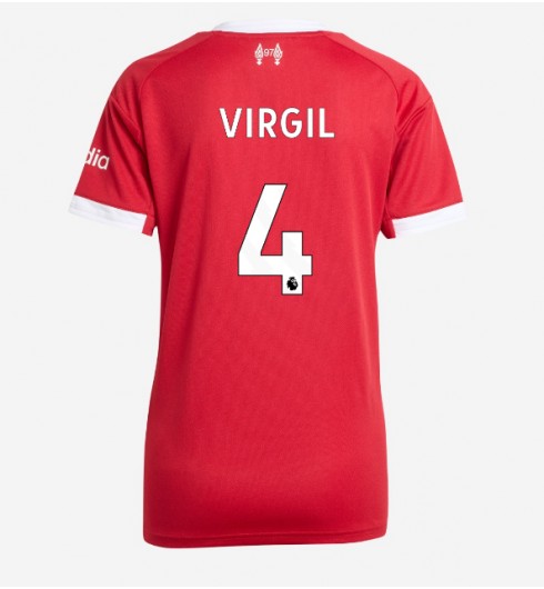 Ženske Nogometnih dresov Liverpool Virgil van Dijk #4 Domači 2025-26 Kratki rokavi Ženske Nogometnih dresov Liverpool Virgil van Dijk #4 Domači 2025-26 Kratki rokavi